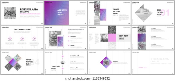 Minimal presentations design, portfolio vector templates with elements on white background. Multipurpose template for presentation slide, flyer leaflet, brochure cover, report, marketing, advertising