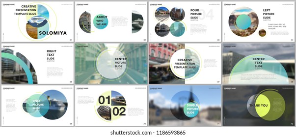 Minimal presentations design, portfolio vector templates with circle elements on white background. Multipurpose template for presentation slide, flyer leaflet, brochure cover, report, marketing.