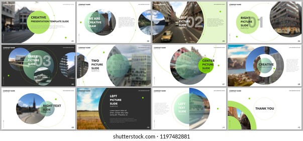 Minimal presentations design, portfolio vector templates with circle elements on white background. Multipurpose template for presentation slide, flyer leaflet, brochure cover, report, marketing.