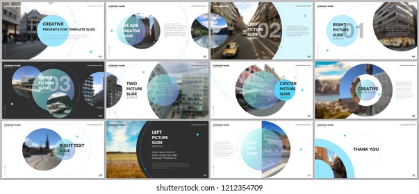 Minimal presentations design, portfolio vector templates with circle elements on white background. Multipurpose template for presentation slide, flyer leaflet, brochure cover, report, marketing.