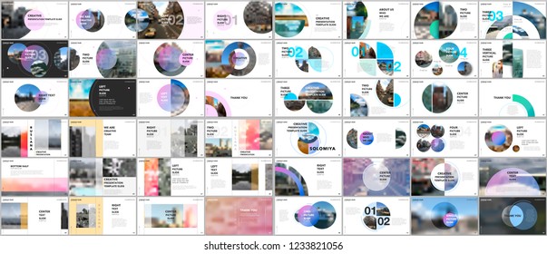 Minimal presentations design, portfolio vector templates with circle elements on white background. Multipurpose template for presentation slide, flyer leaflet, brochure cover, report, marketing.