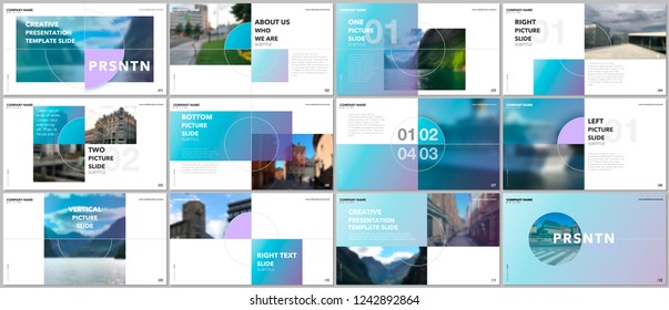 Minimal presentations design, portfolio vector templates with circle elements on white background. Multipurpose template for presentation slide, flyer leaflet, brochure cover, report, marketing.