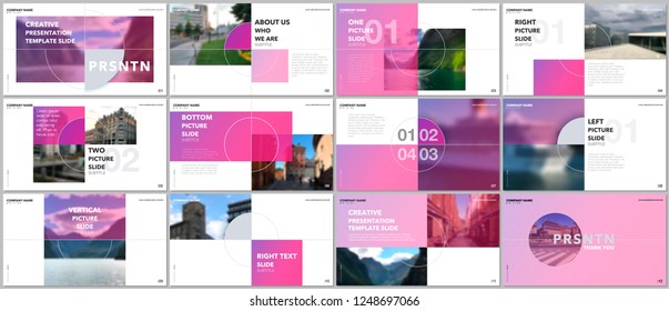 Minimal presentations design, portfolio vector templates with elements on white background. Multipurpose template for presentation slide, flyer leaflet, brochure cover, report, marketing, advertising.