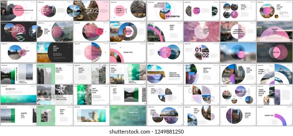 Minimal presentations design, portfolio vector templates with circle elements on white background. Multipurpose template for presentation slide, flyer leaflet, brochure cover, report, marketing.