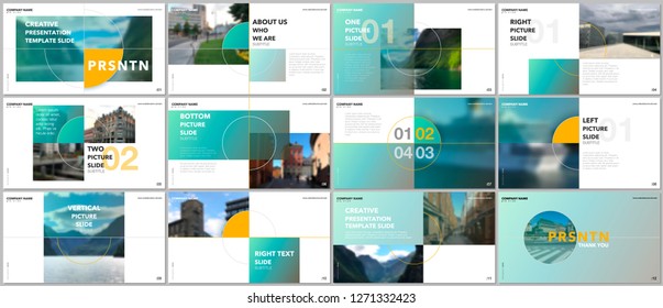 Minimal presentations design, portfolio vector templates with elements on white background. Multipurpose template for presentation slide, flyer leaflet, brochure cover, report, marketing, advertising.