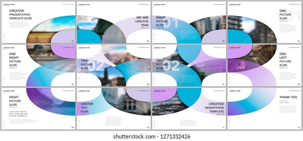 Minimal presentations design, portfolio vector templates with circle elements on black background. Multipurpose template for presentation slide, flyer leaflet, brochure cover, report, advertising.