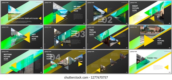 Minimal presentations design, portfolio vector templates with triangles and triangular elements. Multipurpose template for presentation slide, flyer leaflet, brochure cover, report, advertising.