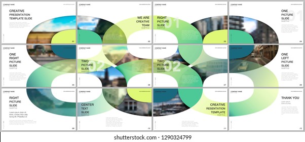 Minimal presentations design, portfolio vector templates with circle elements on black background. Multipurpose template for presentation slide, flyer leaflet, brochure cover, report, advertising.