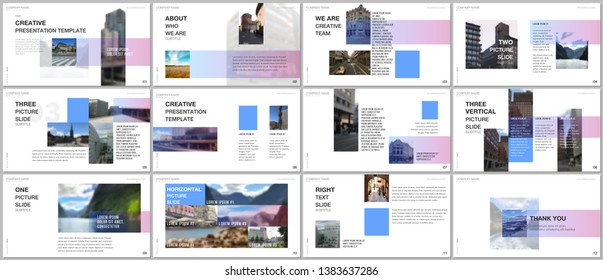 Minimal presentations design, portfolio vector templates with colorful gradient design geometric trending elements. Multipurpose template for presentation slide, flyer leaflet, brochure cover, report
