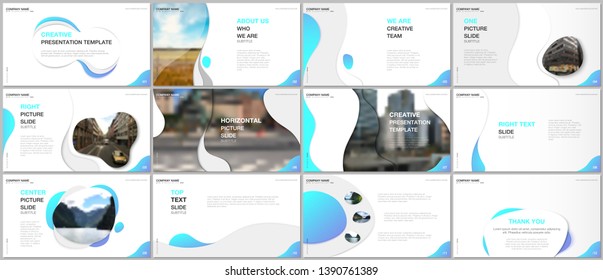 Minimal presentations design, portfolio vector templates with fluid colorful trendy gradients geometric shapes. Multipurpose template for presentation slide, flyer leaflet, brochure cover, report.