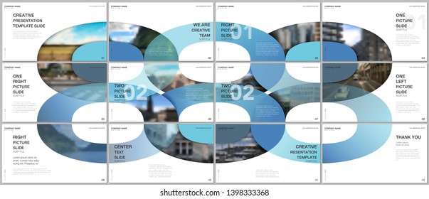 Minimal presentations design, portfolio vector templates with circle elements on white background. Multipurpose template for presentation slide, flyer leaflet, brochure cover, report, marketing.