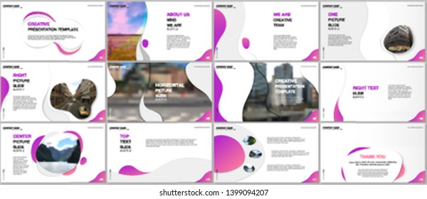 Minimal presentations design, portfolio vector templates with fluid colorful trendy gradients geometric shapes. Multipurpose template for presentation slide, flyer leaflet, brochure cover, report