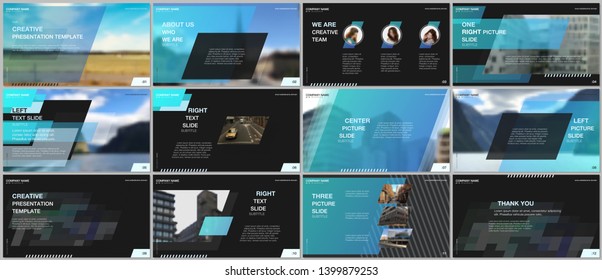 Minimal presentations design, portfolio vector templates with colorful gradient geometric background. Blue design. Multipurpose template for presentation slide, flyer leaflet, brochure cover, report