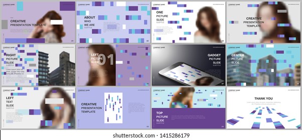 Minimal presentations design, portfolio vector templates with colorful elements, rectangles, gradient backgrounds. Multipurpose template for presentation slide, flyer leaflet, brochure cover, report.