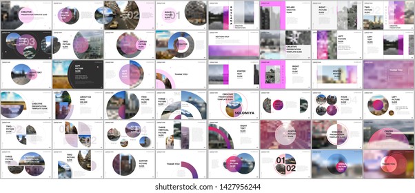 Minimal presentations design, portfolio vector templates with circle elements on white background. Multipurpose template for presentation slide, flyer leaflet, brochure cover, report, marketing.