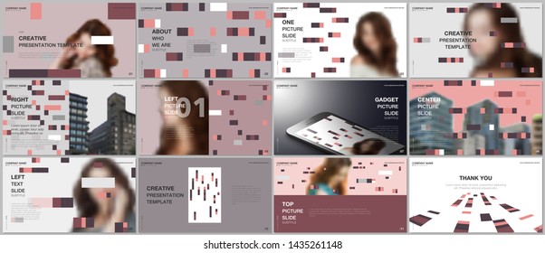Minimal presentations design, portfolio vector templates with colorful elements, rectangles, gradient backgrounds. Multipurpose template for presentation slide, flyer leaflet, brochure cover, report.