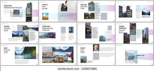 Minimal presentations design, portfolio vector templates with colorful gradient design geometric trending elements. Multipurpose template for presentation slide, flyer leaflet, brochure cover, report.