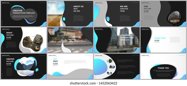 Minimal presentations design, portfolio vector templates with fluid colorful trendy gradients geometric shapes. Multipurpose template for presentation slide, flyer leaflet, brochure cover, report.