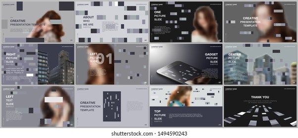 Minimal presentations design, portfolio vector templates with colorful elements, rectangles, gradient backgrounds. Multipurpose template for presentation slide, flyer leaflet, brochure cover, report.
