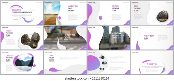 Minimal presentations design, portfolio vector templates with fluid colorful trendy gradients geometric shapes. Multipurpose template for presentation slide, flyer leaflet, brochure cover, report.