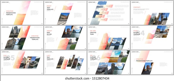 Minimal presentations design, portfolio vector templates with colorful gradient geometric background. Multipurpose template for presentation slide, flyer leaflet, brochure cover, report, advertising.