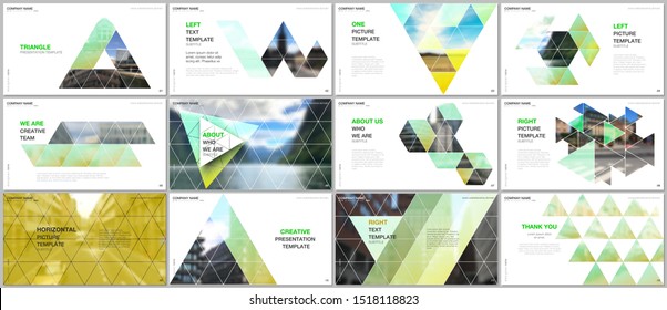 Minimal presentations design, portfolio vector templates with triangular design background, triangle style pattern. Multipurpose template for presentation slide, flyer leaflet, brochure cover, report.