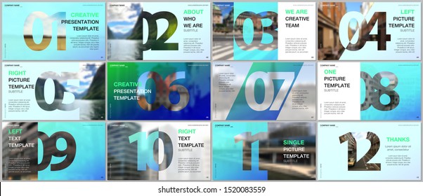 Minimal presentations design, portfolio vector templates with numbers. Easy to edit and customize. Multipurpose template for presentation slide, flyer leaflet, brochure cover, report, advertising.