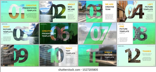 Minimal presentations design, portfolio vector templates with numbers. Easy to edit and customize. Multipurpose template for presentation slide, flyer leaflet, brochure cover, report, advertising.