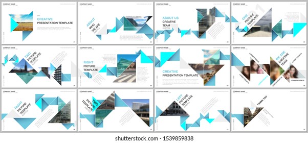 Minimal presentations design, portfolio vector templates with colorful triangle origami paper elements. Multipurpose template for presentation slide, flyer leaflet, brochure cover, report, marketing.