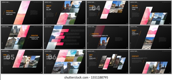 Minimal presentations design, portfolio vector templates with colorful gradient geometric background. Multipurpose template for presentation slide, flyer leaflet, brochure cover, report, advertising.