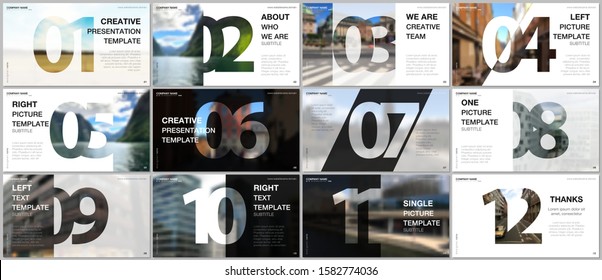 Minimal presentations design, portfolio vector templates with numbers. Easy to edit and customize. Multipurpose template for presentation slide, flyer leaflet, brochure cover, report, advertising.