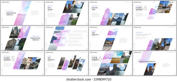 Minimal presentations design, portfolio vector templates with colorful gradient geometric background. Multipurpose template for presentation slide, flyer leaflet, brochure cover, report, advertising.