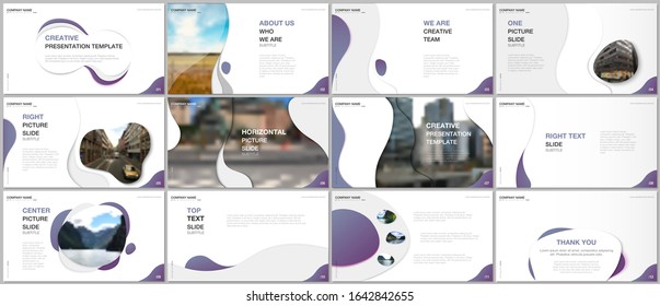 Minimal presentations design, portfolio vector templates with fluid colorful trendy gradients geometric shapes. Multipurpose template for presentation slide, flyer leaflet, brochure cover, report.