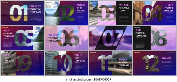 Minimal presentations design, portfolio vector templates with numbers. Easy to edit and customize. Multipurpose template for presentation slide, flyer leaflet, brochure cover, report, marketing.
