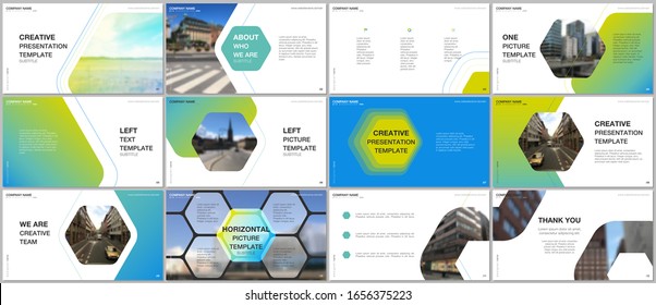 Minimal presentations design, portfolio vector templates with hexagonal design background, hexagon style pattern. Multipurpose template for presentation slide, flyer leaflet, brochure cover, report.