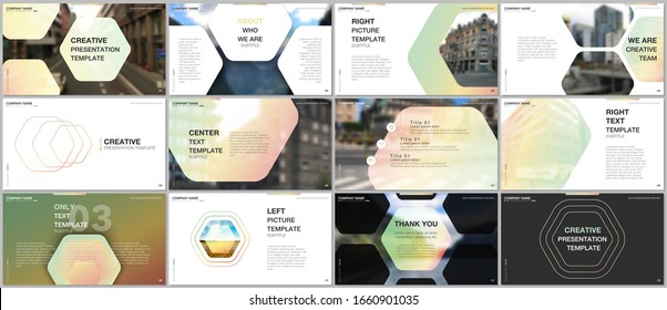Minimal presentations design, portfolio vector templates with hexagonal design yellow color pattern background. Multipurpose template for presentation slide, flyer leaflet, brochure cover, report.