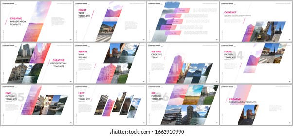 Minimal presentations design, portfolio vector templates with colorful gradient geometric background. Multipurpose template for presentation slide, flyer leaflet, brochure cover, report, advertising.