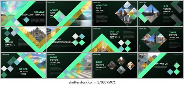 Minimal presentations design, portfolio vector templates with cubes, geometric abstract background. Multipurpose template for presentation slide, flyer leaflet, brochure cover, report, advertising.