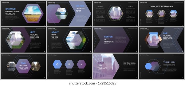 Diseño de presentaciones mínimas, plantillas de portafolio vectoriales con fondo de diseño hexagonal, patrón de estilo hexágono. Plantilla multiuso para presentación, folleto, portada de folleto, informe.