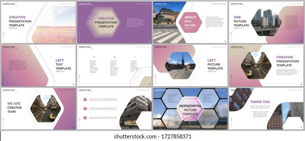 Minimal presentations design, portfolio vector templates with hexagonal design background, hexagon style pattern. Multipurpose template for presentation slide, flyer leaflet, brochure cover, report