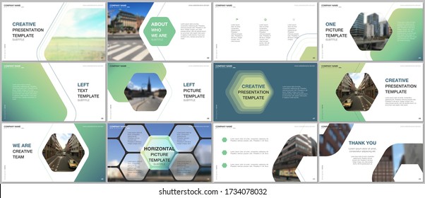 Minimal presentations design, portfolio vector templates with hexagonal design background, hexagon style pattern. Multipurpose template for presentation slide, flyer leaflet, brochure cover, report.