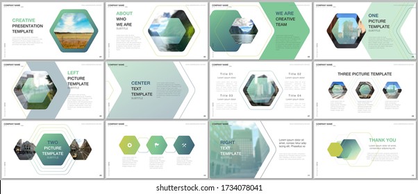 Diseño de presentaciones mínimas, modelos de portafolio vectorial con fondo de diseño hexagonal, patrón de estilo hexágono. Plantilla multipropósito para presentación, folleto, portada de folleto, informe.