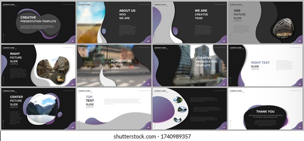 Minimal presentations design, portfolio vector templates with fluid colorful trendy gradients geometric shapes. Multipurpose template for presentation slide, flyer leaflet, brochure cover, report.