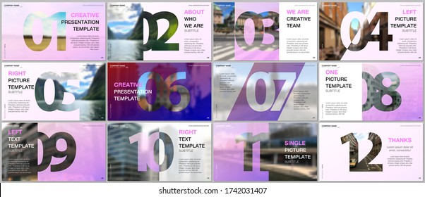 Minimal presentations design, portfolio vector templates with numbers. Easy to edit and customize. Multipurpose template for presentation slide, flyer leaflet, brochure cover, report, advertising.