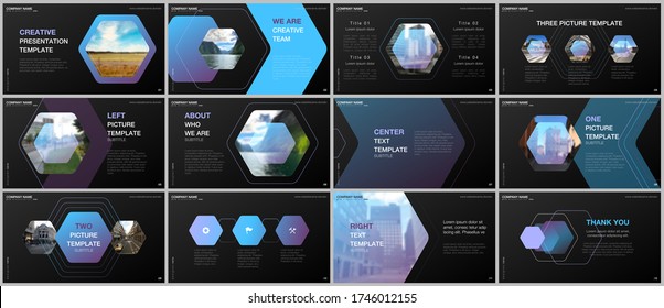 Minimale Präsentationen Design, Portfolio Vektorvorlagen mit hexagonalem Design Hintergrund, Hexagon Stil Muster. Mehrzweckvorlage für Präsentationsfolien, Faltblatt, Broschüre, Bericht.