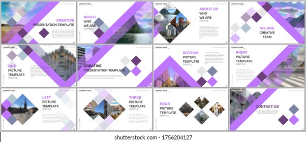 Minimal presentations design, portfolio vector templates with cubes, geometric abstract background. Multipurpose template for presentation slide, flyer leaflet, brochure cover, report, advertising.