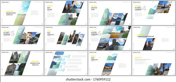 Diseño de presentaciones mínimas, plantillas vectoriales de portafolio con fondo geométrico gradiente colorido. Plantilla multipropósito para presentación, folleto, portada de folleto, informe, publicidad.