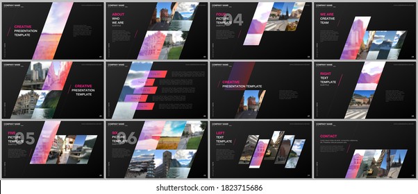 Minimal presentations design, portfolio vector templates with colorful gradient geometric background. Multipurpose template for presentation slide, flyer leaflet, brochure cover, report, advertising.