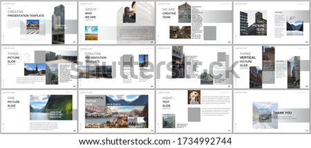 Minimal presentations design, portfolio vector templates with colorful gradient design geometric trending elements. Multipurpose template for presentation slide, flyer leaflet, brochure cover, report.
