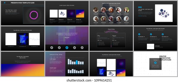 Minimal presentations, portfolio templates with abstract colorful infographics, minimalistic design futuristic vector backgrounds. Presentation slides for flyer, leaflet, brochure cover, report.